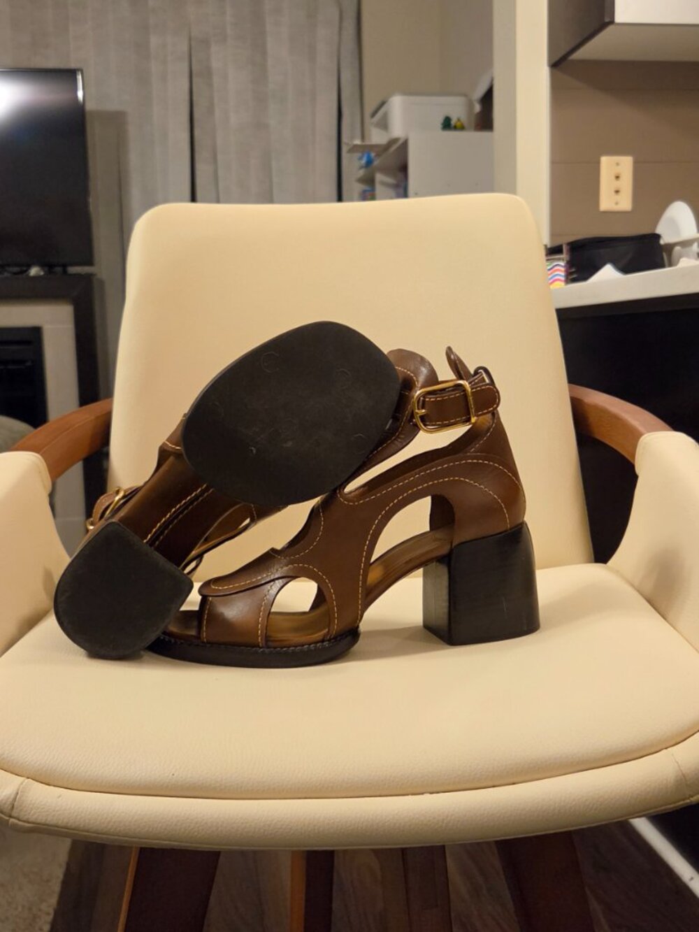 brown leather Chloé Gaile sandals - Picture 12 of 17